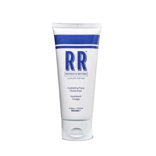 Reuzel hydrating face moisturizer in a white jar, showing creamy texture and skincare benefits for smooth, hydrated skin.