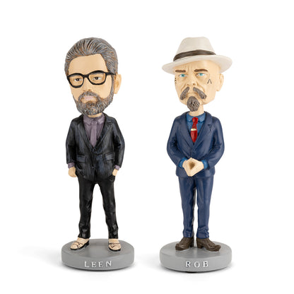 Reuzel Founders' bobble head figures featuring detailed head and body designs, perfect for collectors and desk decor.