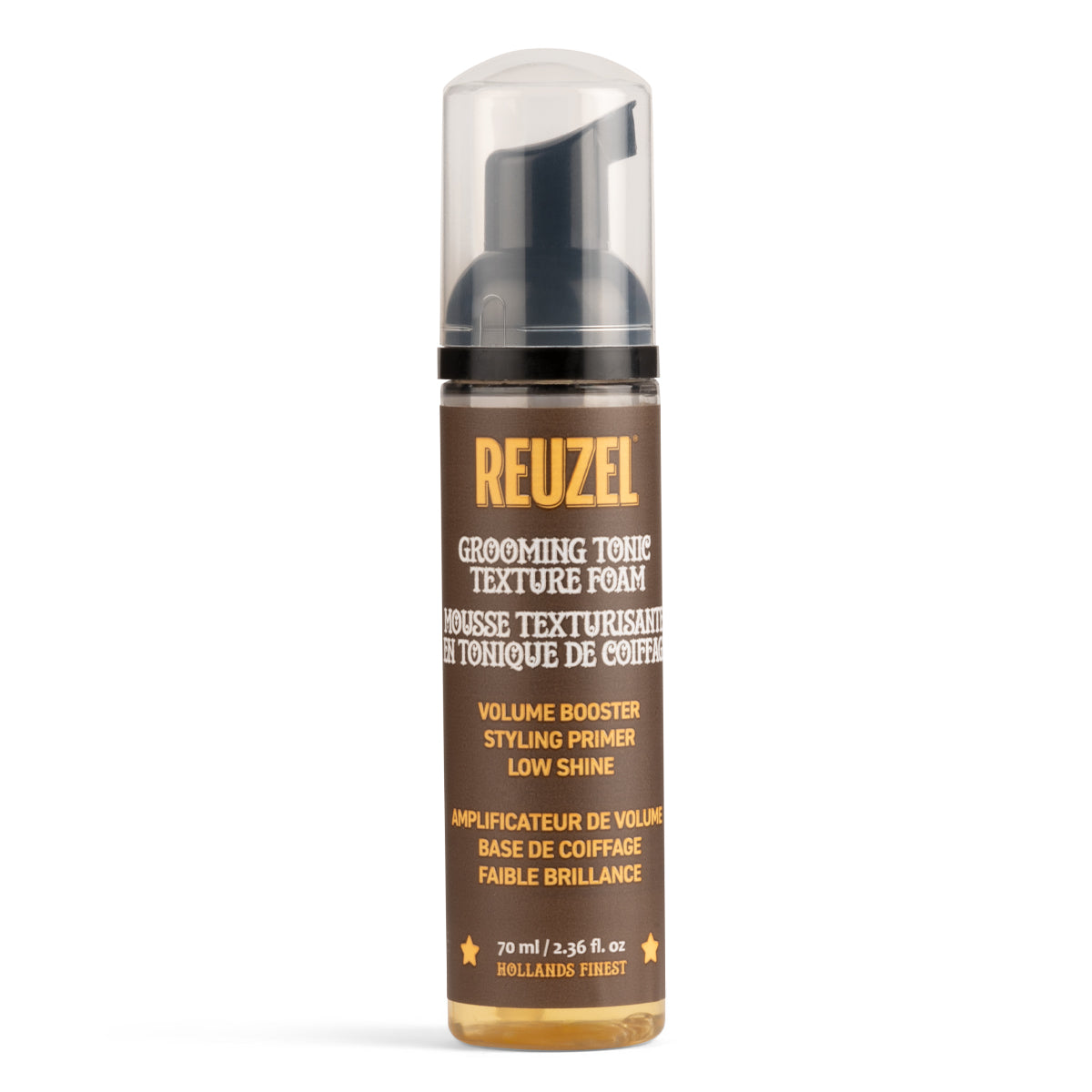 Reuzel Grooming Tonic Texture Foam hair styling product in a bottle, designed for adding texture and volume to hair.