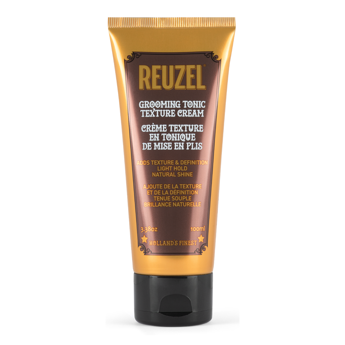Reuzel Grooming Tonic Texture Cream in a jar, showing the creamy hair styling product with a smooth texture for styling and hold.