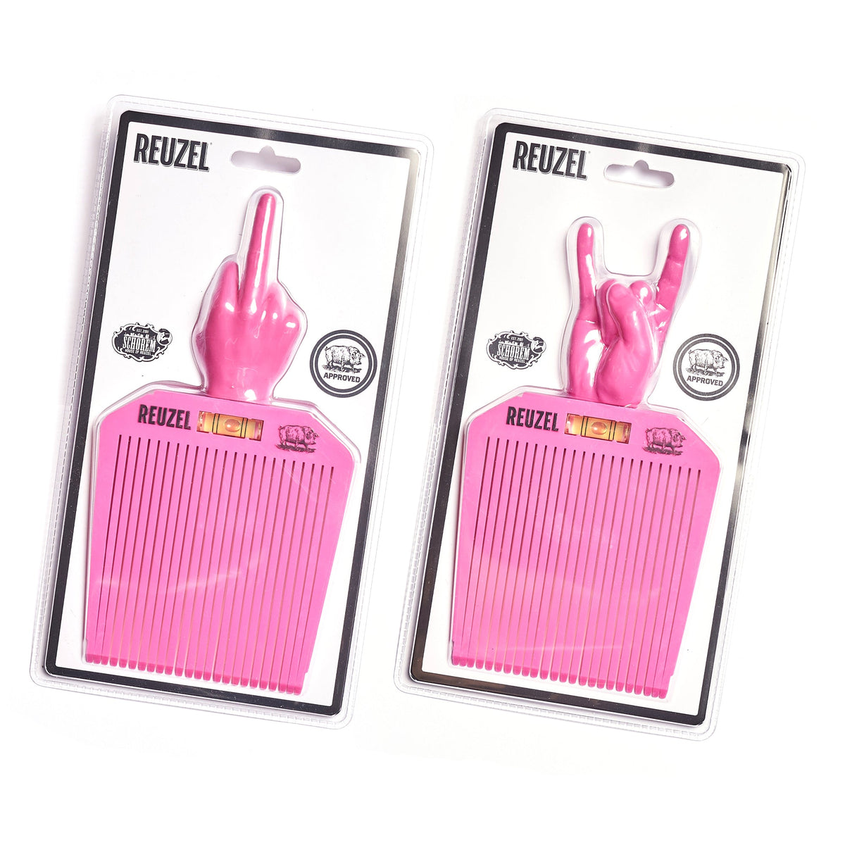 Reuzel Flat Top Comb Duo in packaging, featuring two durable grooming combs with flat-top design for styling and detangling.
